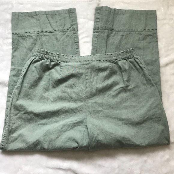 Hearts of Palm Women's Sage Green Linen, Cotton Blend Wide Leg Culottes Size 12 - Picture 4 of 9